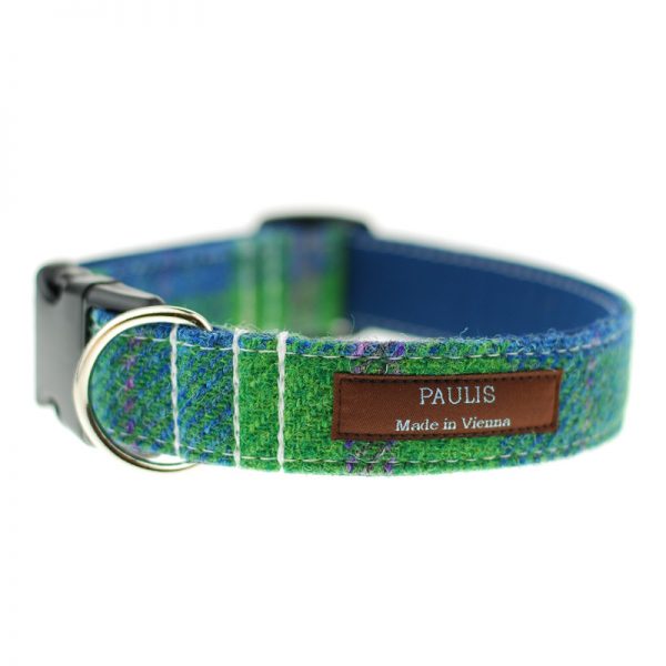 Hundehalsband von Paulis Hundeausstatter | Harris Tweet| gruen-blau