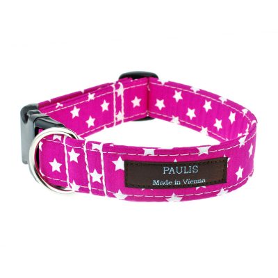Hundehalsband von Paulis Hundeausstatter | Sternchenmuster | pink